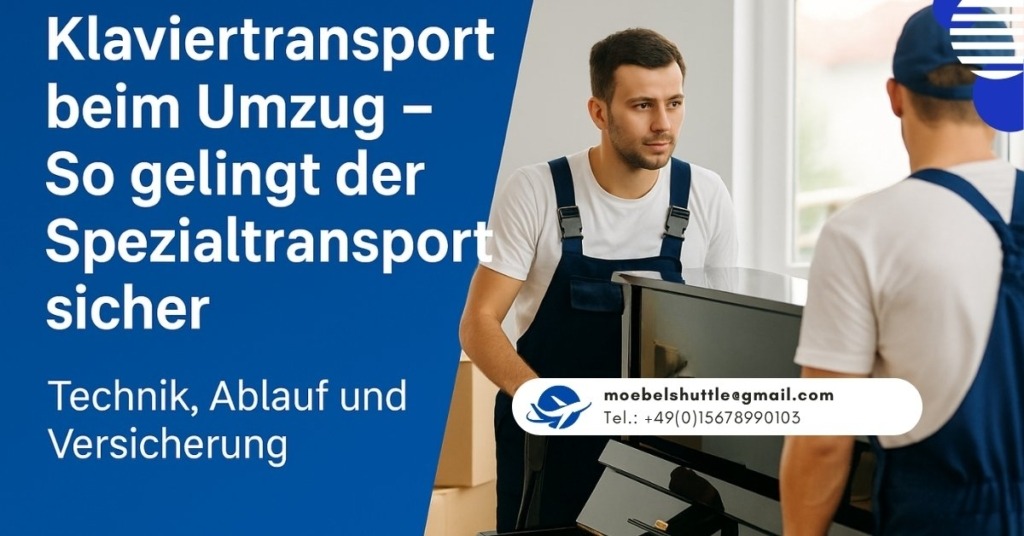 Stilvolle Darstellung eines Klaviers mit Transportkennzeichnung – Symbol für professionellen Klaviertransport beim Umzug.