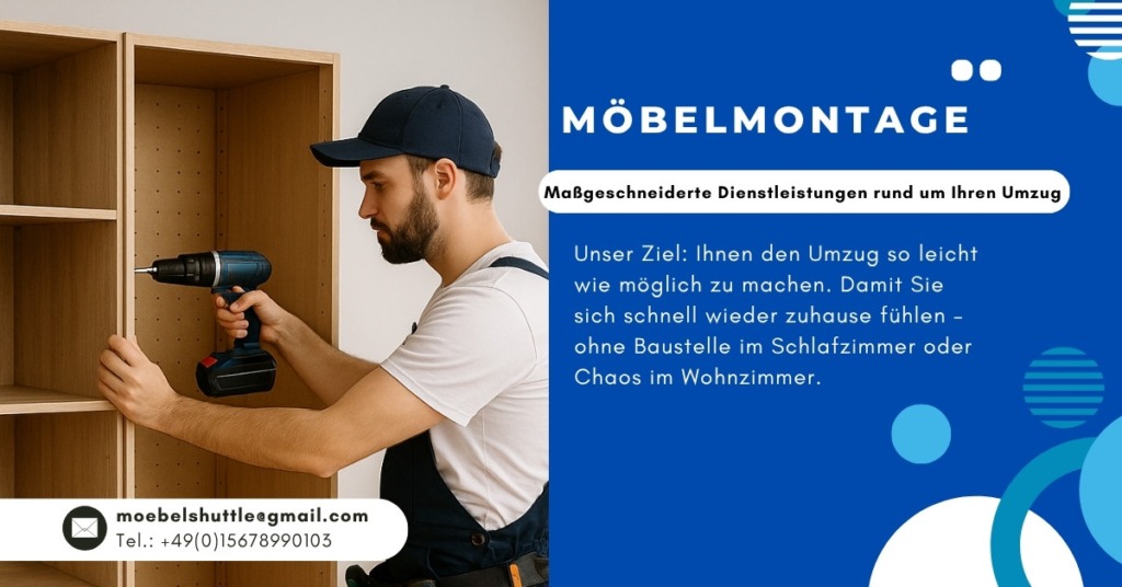 Monteur beim Möbelaufbau eines Schranks während eines Umzugs
