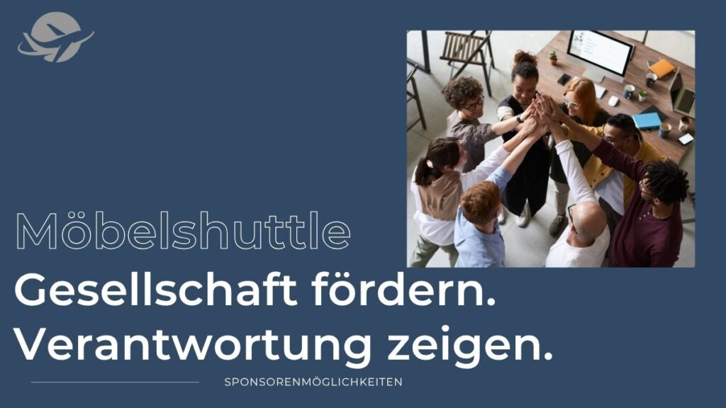 Team aus verschiedenen Personen, die sich im Büro gemeinsam motivierend abklatschen – Symbol für Teamgeist und gesellschaftliches Engagement